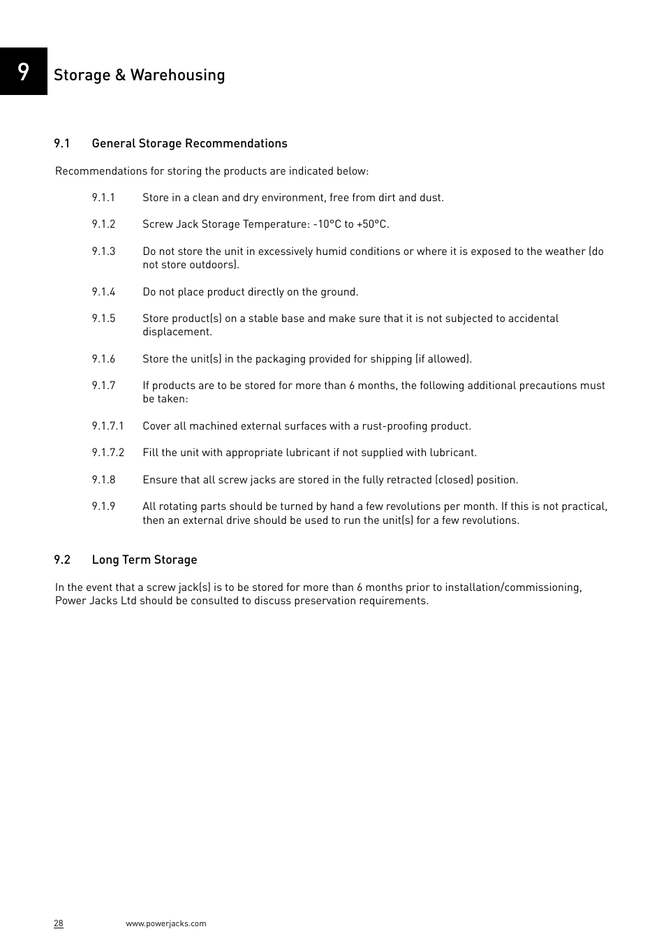 Storage & warehousing | Power Jacks E-Series - Machine User Manual | Page 28 / 52
