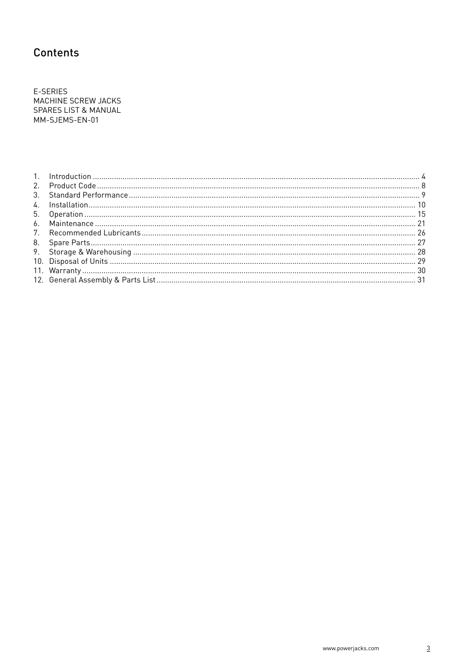 Power Jacks E-Series - Machine User Manual | Page 3 / 52