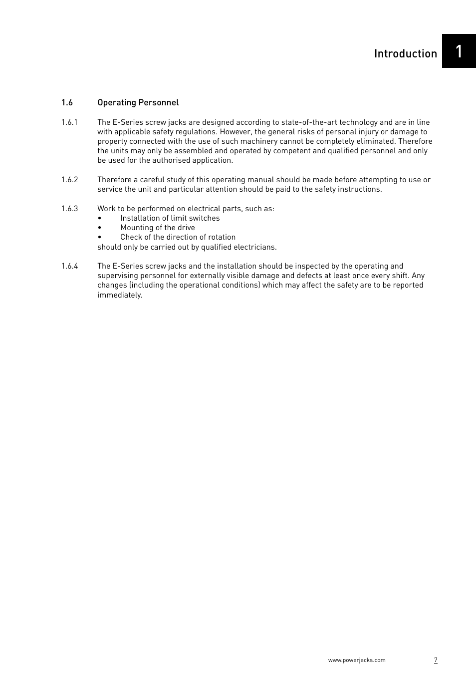 Introduction | Power Jacks E-Series - Machine User Manual | Page 7 / 52