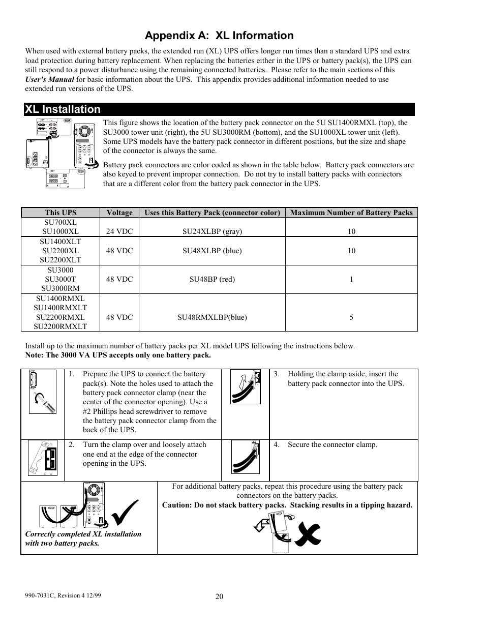 Appendix a: xl information, Xl installation | American Power Conversion 5000T User Manual | Page 26 / 30