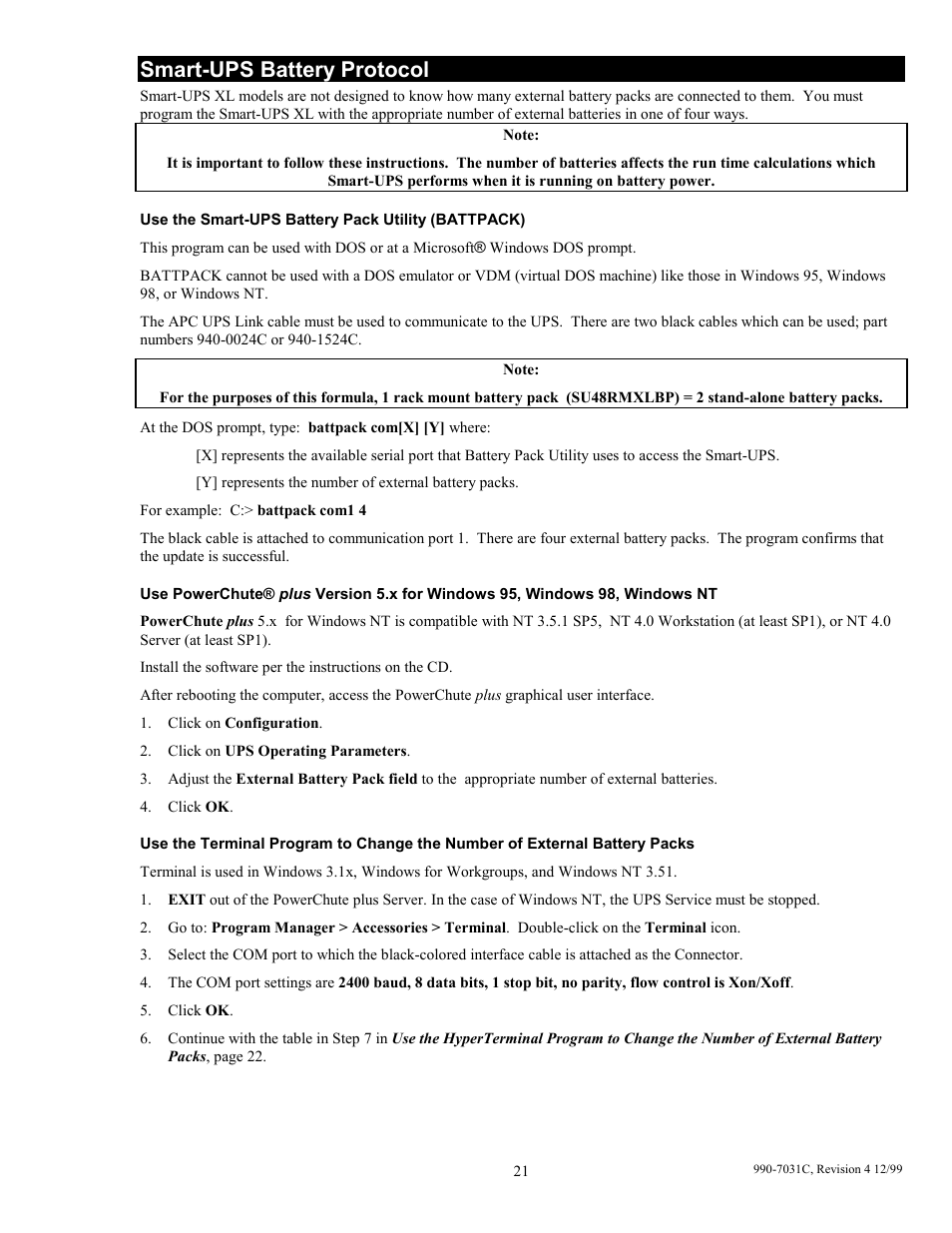 Smart-ups battery protocol | American Power Conversion 5000T User Manual | Page 27 / 30