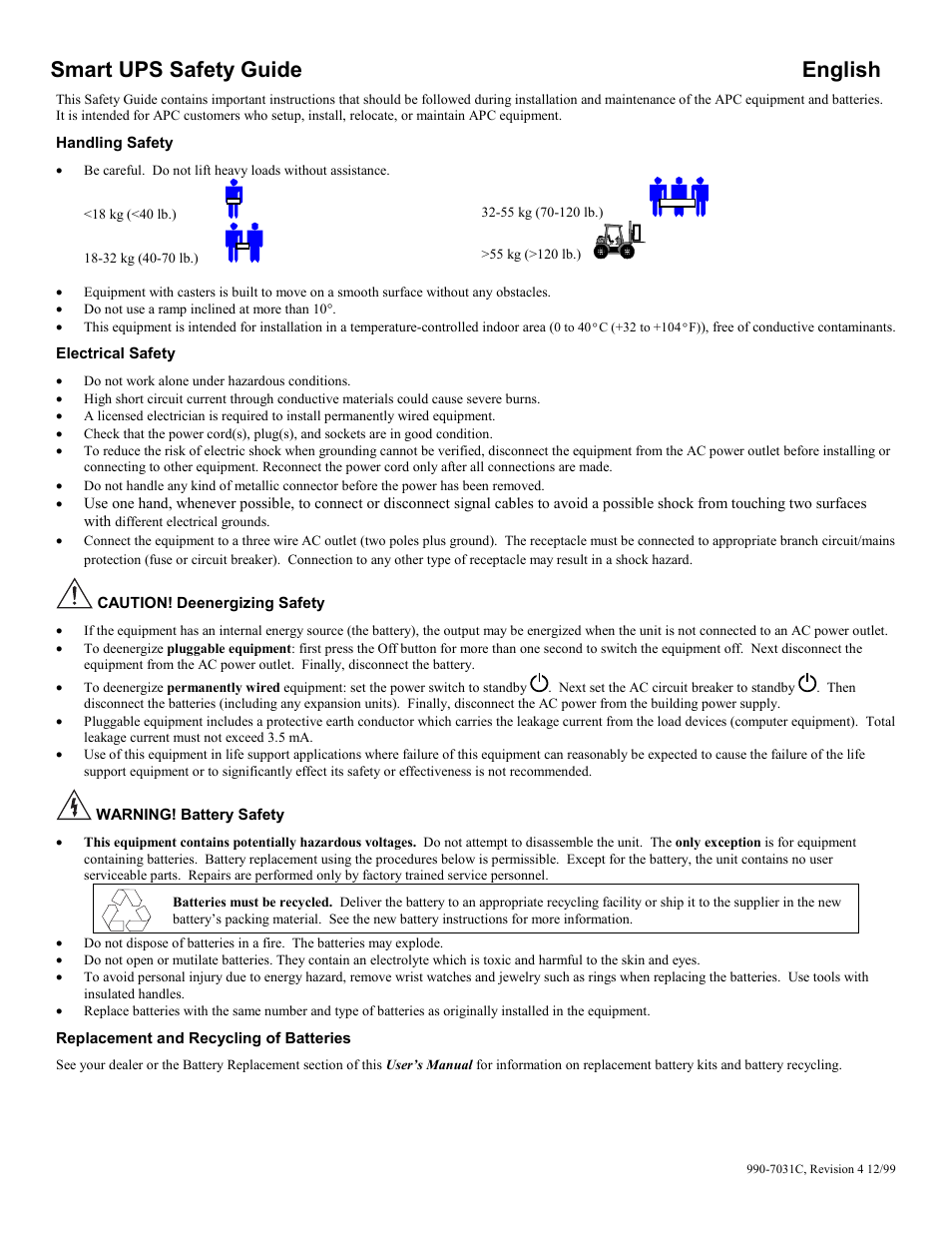 Smart ups safety guide english | American Power Conversion 5000T User Manual | Page 3 / 30