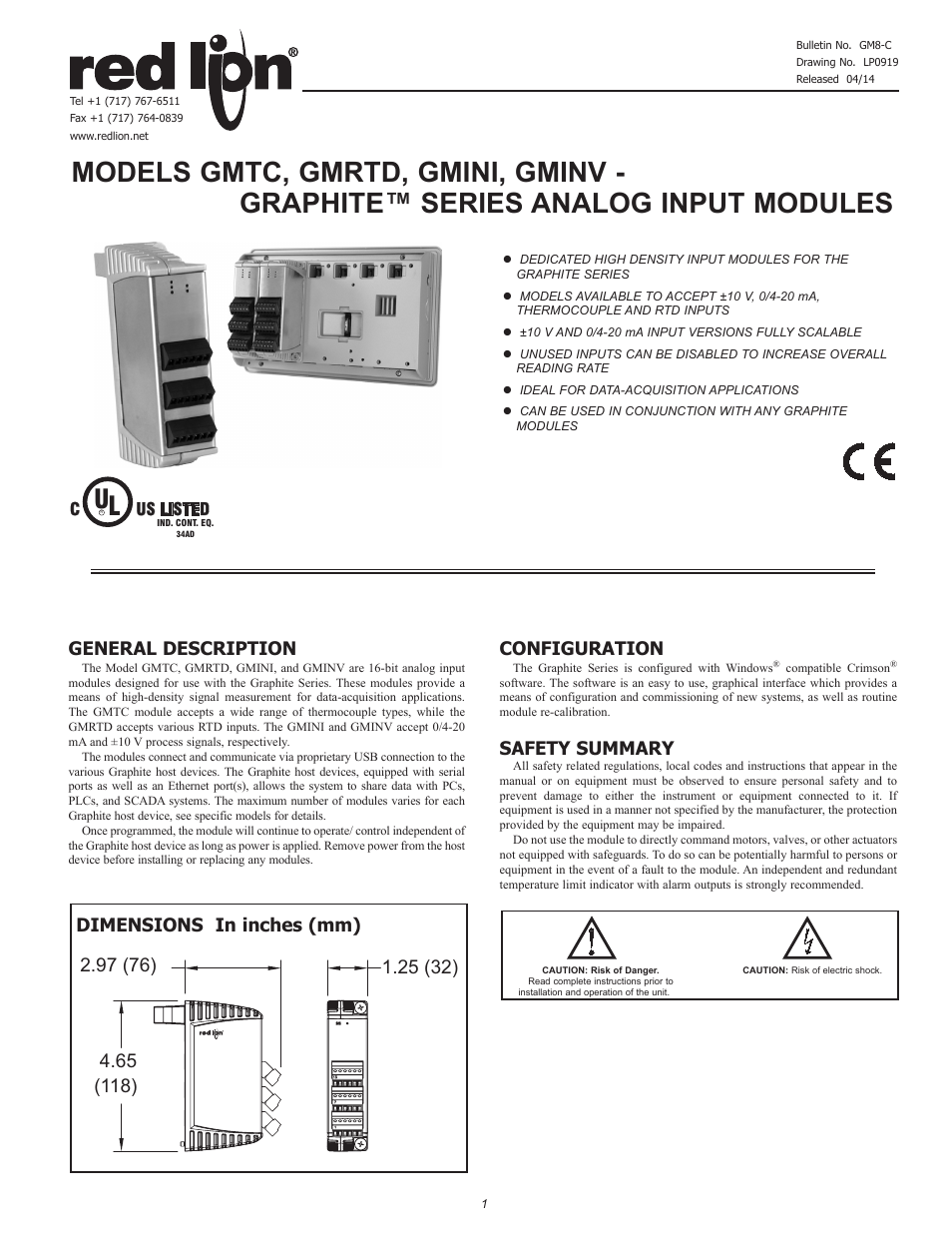 Red Lion GMTC/GMRTD Modules for Thermocouples and RTDs User Manual | 8 pages