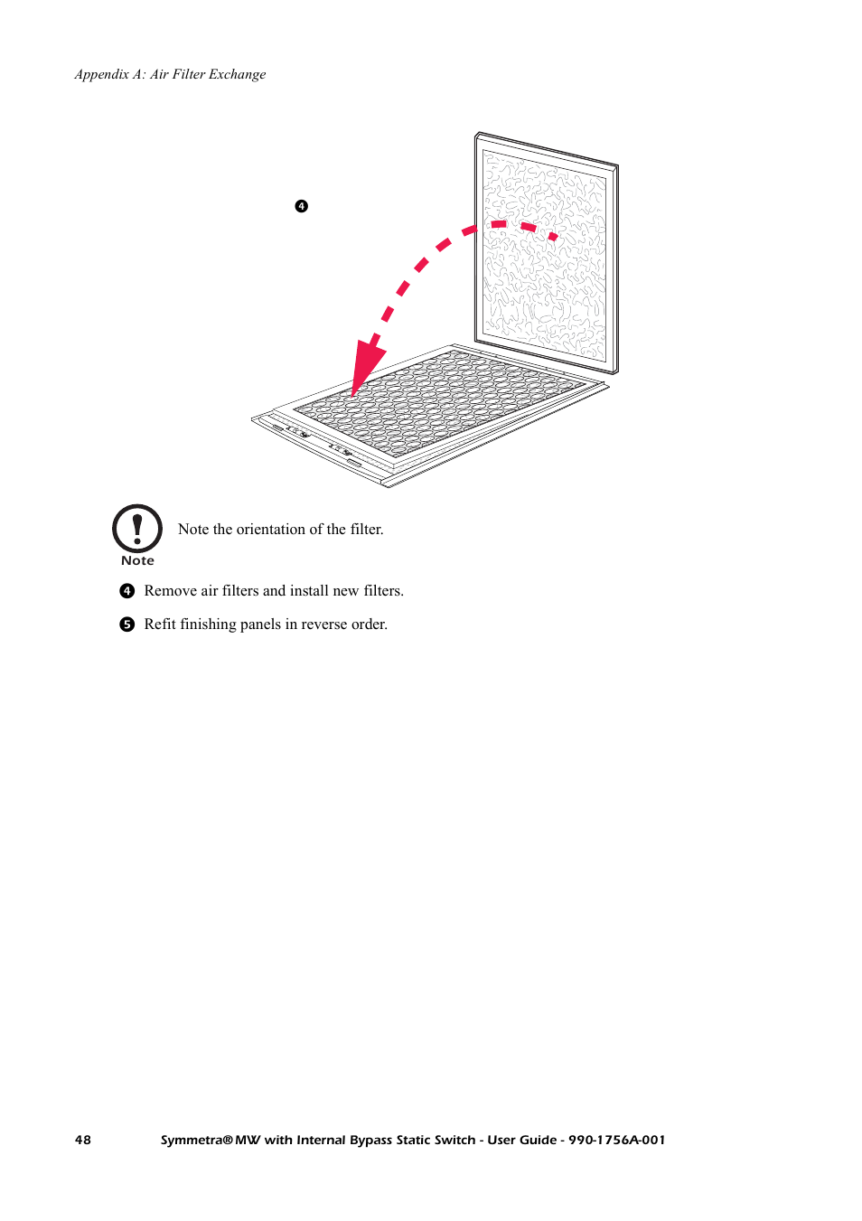Air filter exchange | American Power Conversion Bypass Static User Manual | Page 54 / 56