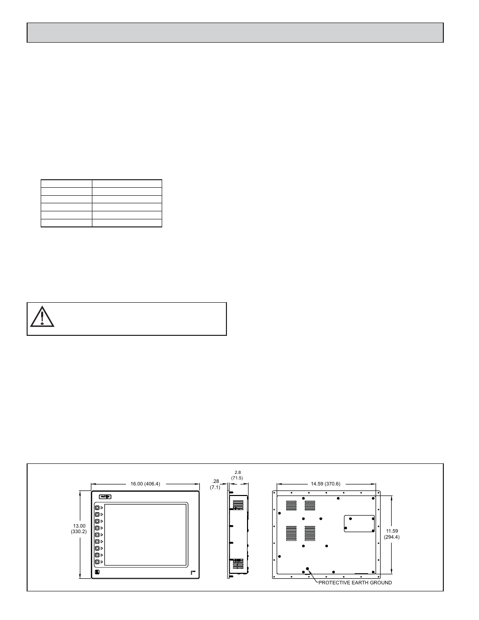 Pecifications, Dimensions in inches (mm) | Red Lion G315 15" TFT Color Touch Panel User Manual | Page 2 / 8