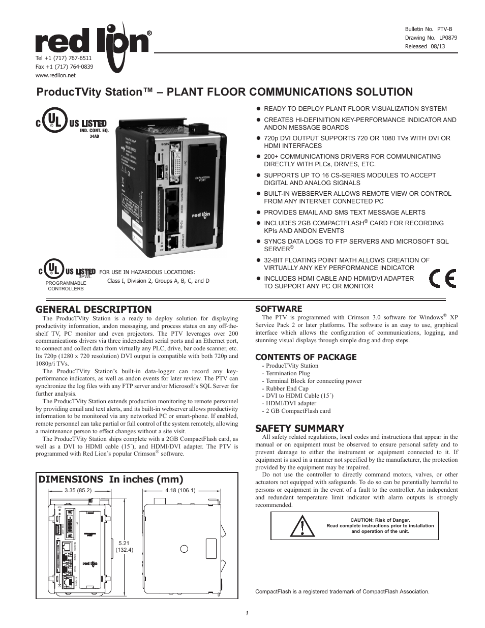 Red Lion ProducTVity Station User Manual | 8 pages