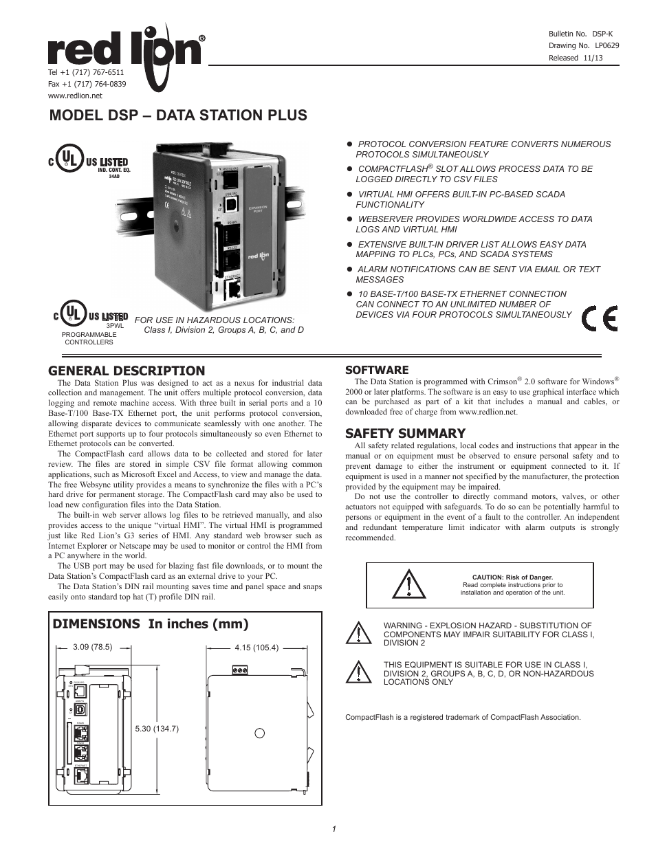 Red Lion Data Station Plus User Manual | 8 pages