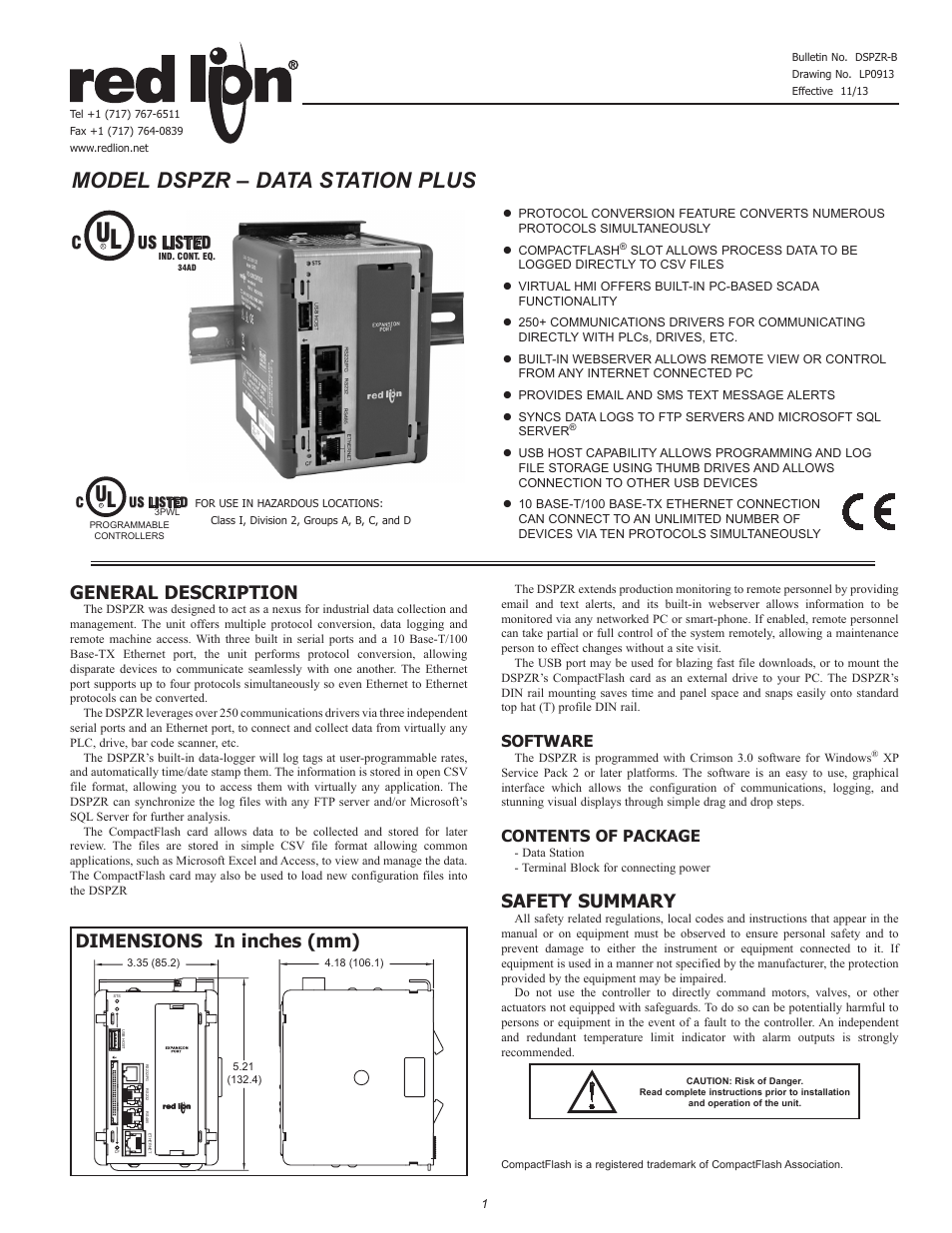 Red Lion DSPZR User Manual | 8 pages