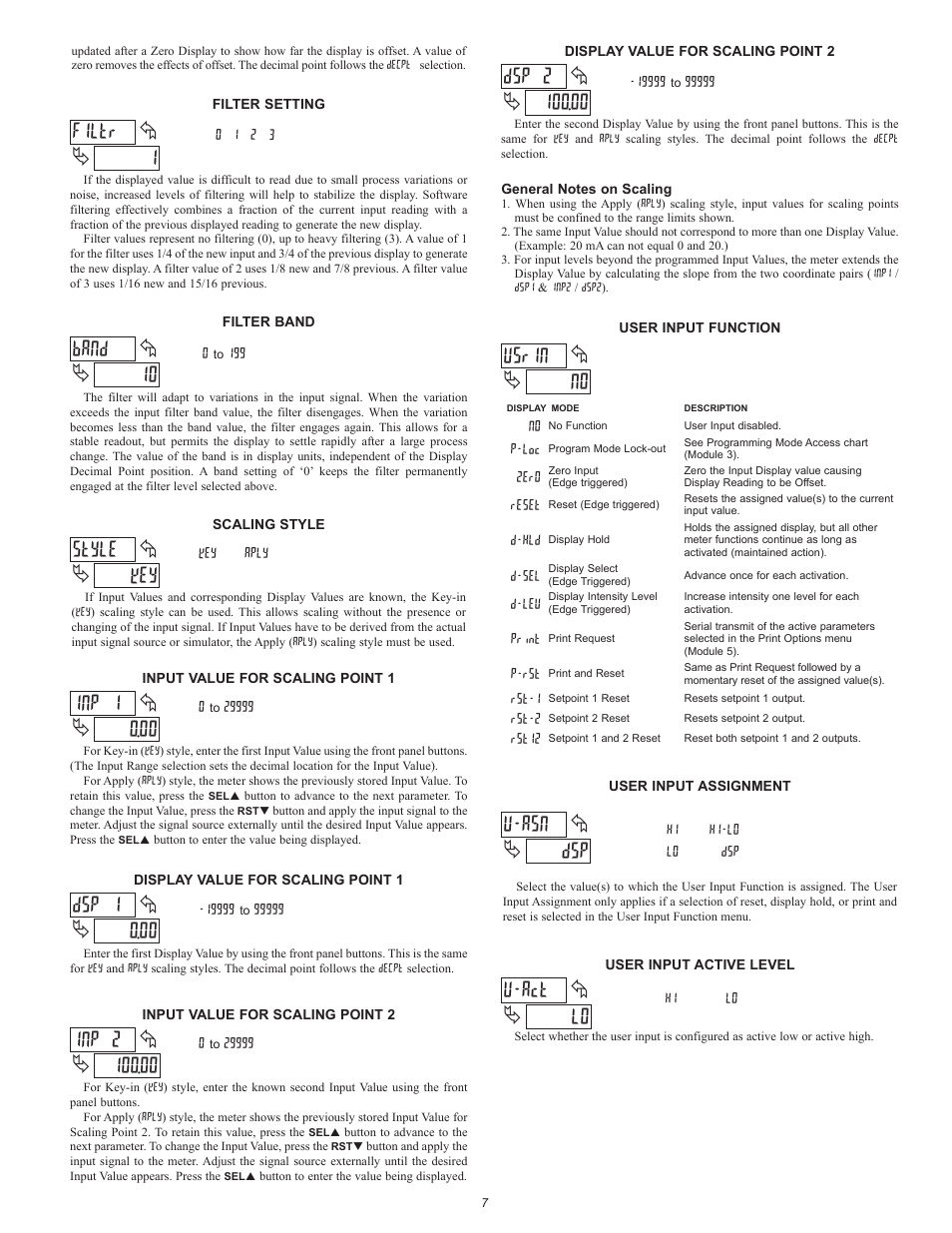 00 dsp 2, No usrin, Dsp u-asn | Key style, 00 inp 1, 00 dsp 1, 00 inp 2, Lo u-act, 1filtr, 10 band | Red Lion LDA User Manual | Page 7 / 16