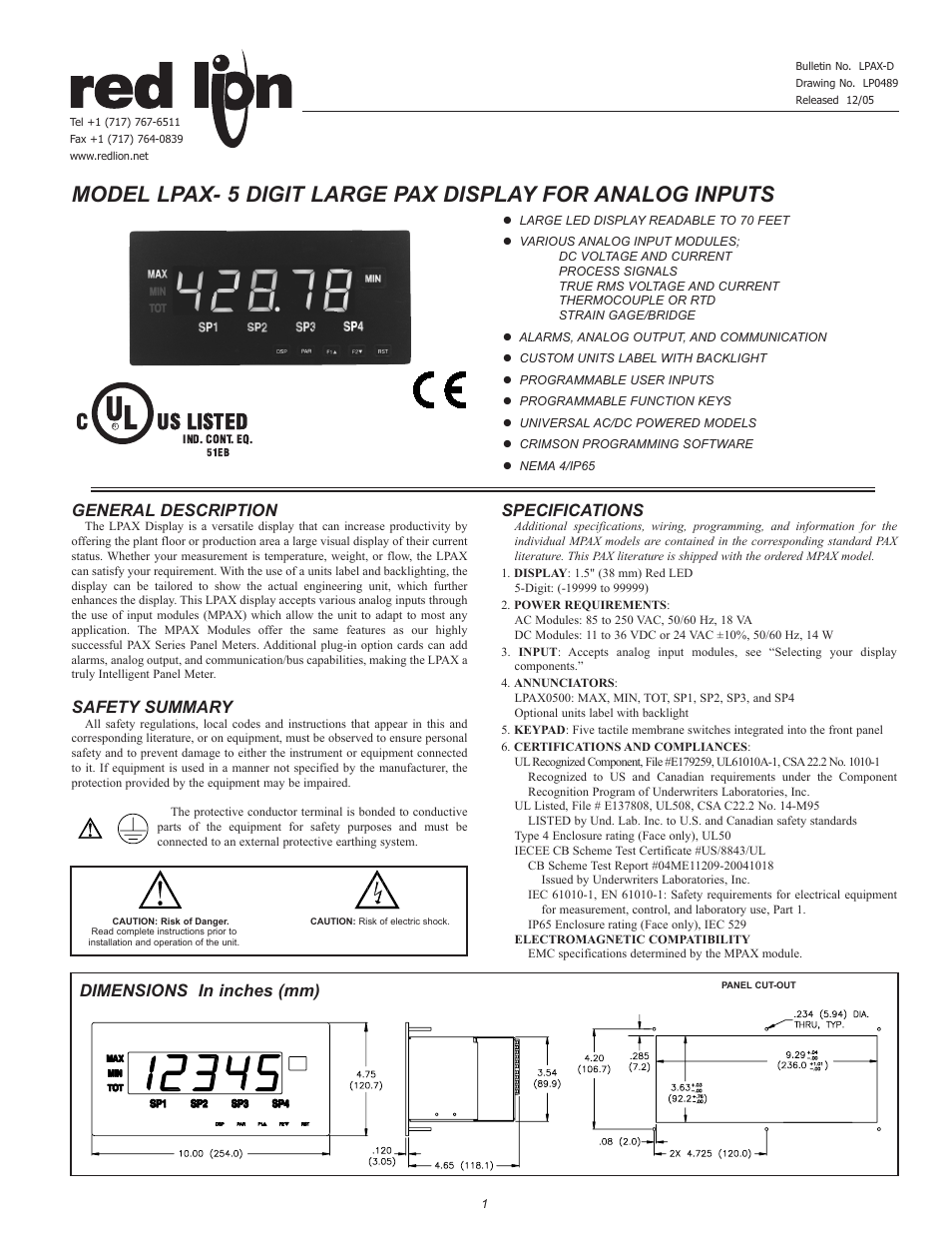 Red Lion LPAX/MPAX User Manual | 4 pages