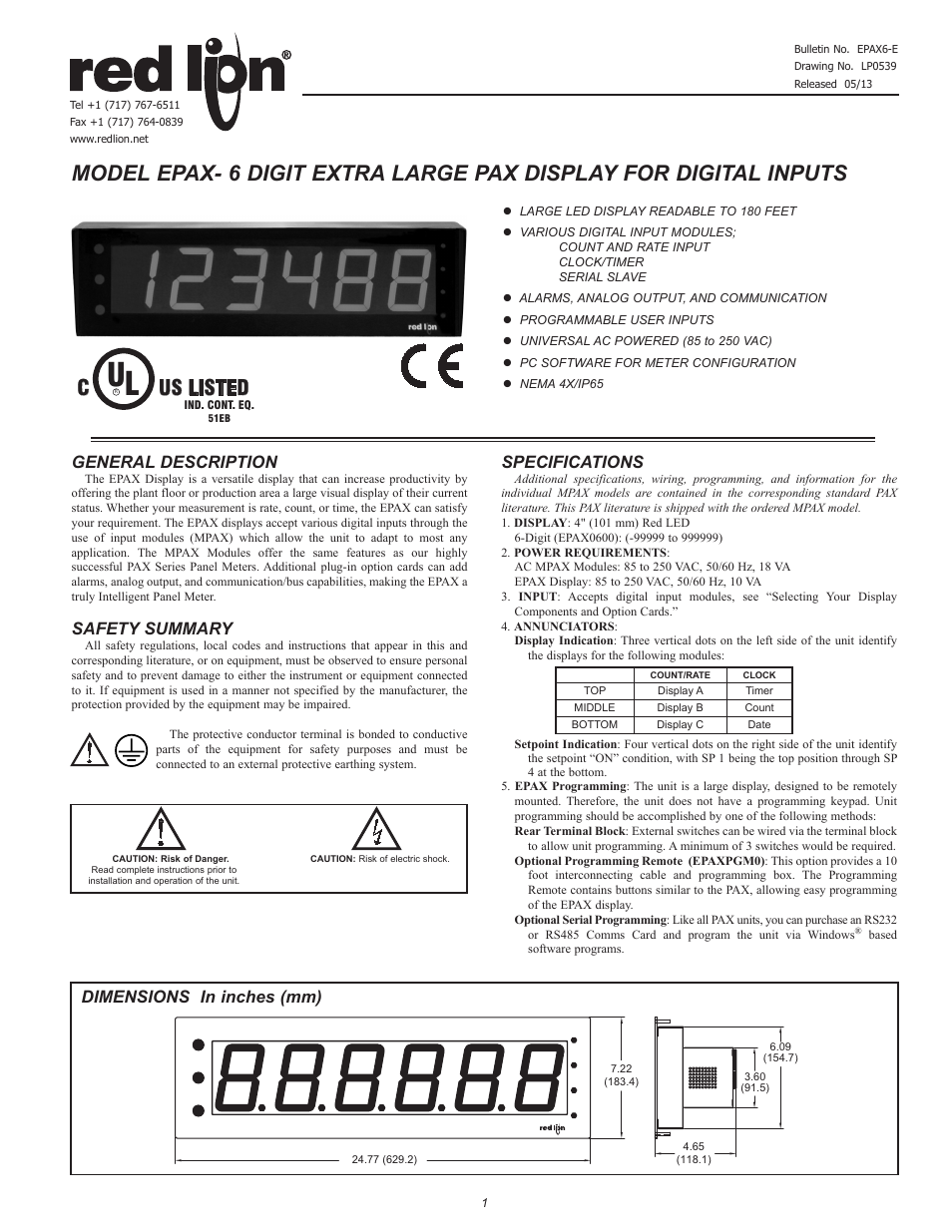 Red Lion EPAX/MPAX User Manual | 8 pages