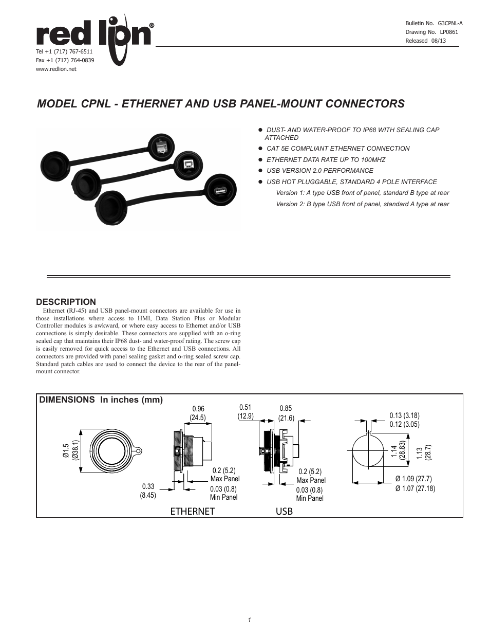Red Lion CPNL User Manual | 2 pages