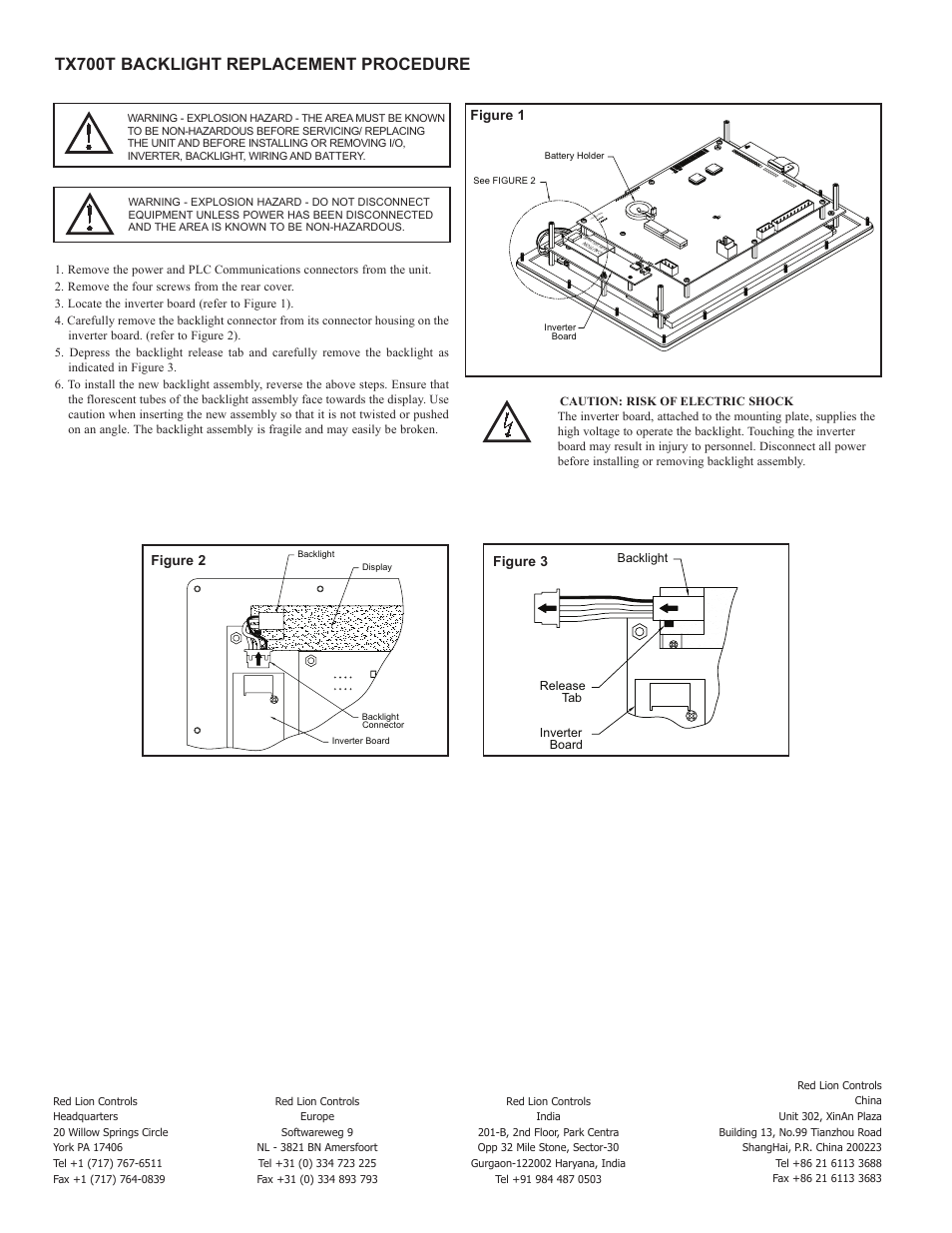 Tx700t backlight replacement procedure, Figure 1 figure 2 figure 3 | Red Lion G310 Replacement Backlight User Manual | Page 2 / 2