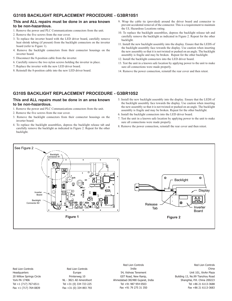 Red Lion G310S Replacement Backlight User Manual | Page 2 / 2