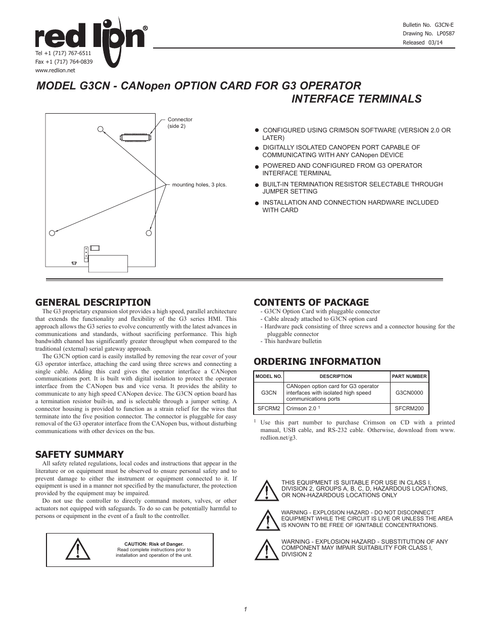 Red Lion G3CN User Manual | 4 pages
