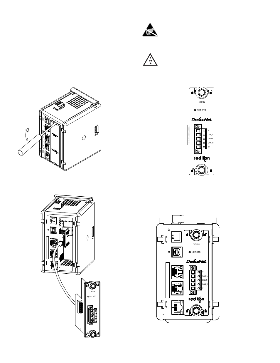 Installing the xcdn option card | Red Lion XCDN User Manual | Page 2 / 4