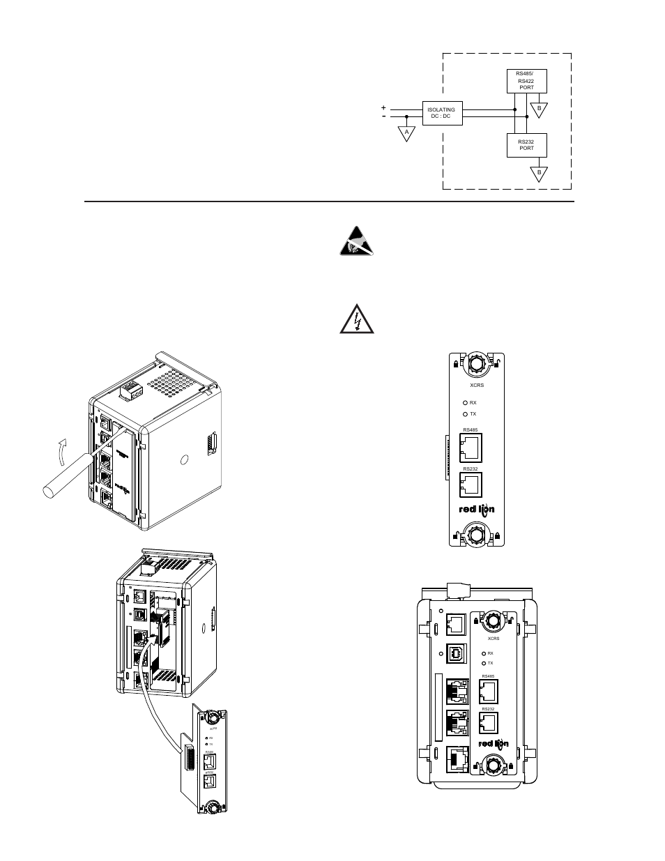 Installing the xcrs option card, Block diagram | Red Lion XCRS User Manual | Page 2 / 4