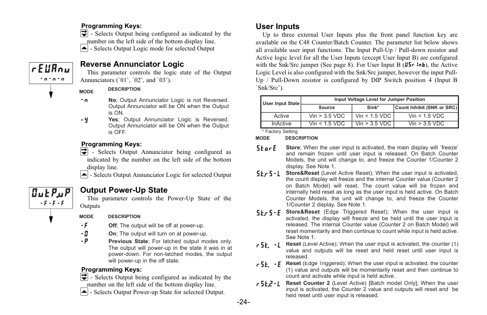 Revanu, Outp.up, N -y | Store st.rs-l rst.2-l rst. -e rst. -l st.rs-e, N-n-n, F-f-f | Red Lion C48C User Manual | Page 30 / 57