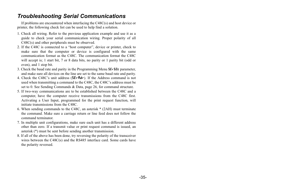 Troubleshooting serial communications | Red Lion C48C User Manual | Page 41 / 57