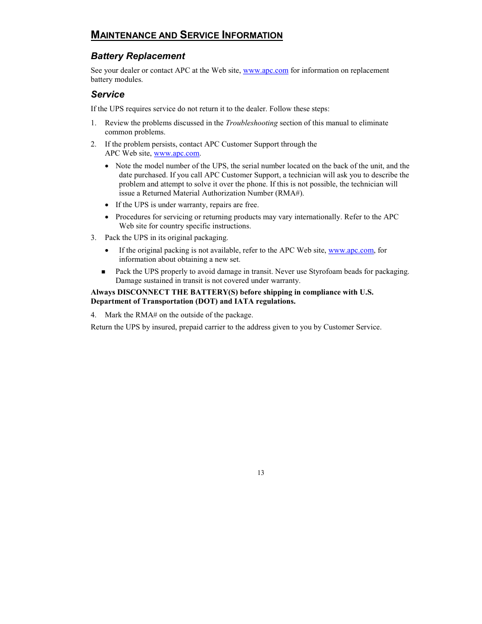 American Power Conversion RT-UXICH User Manual | Page 15 / 20