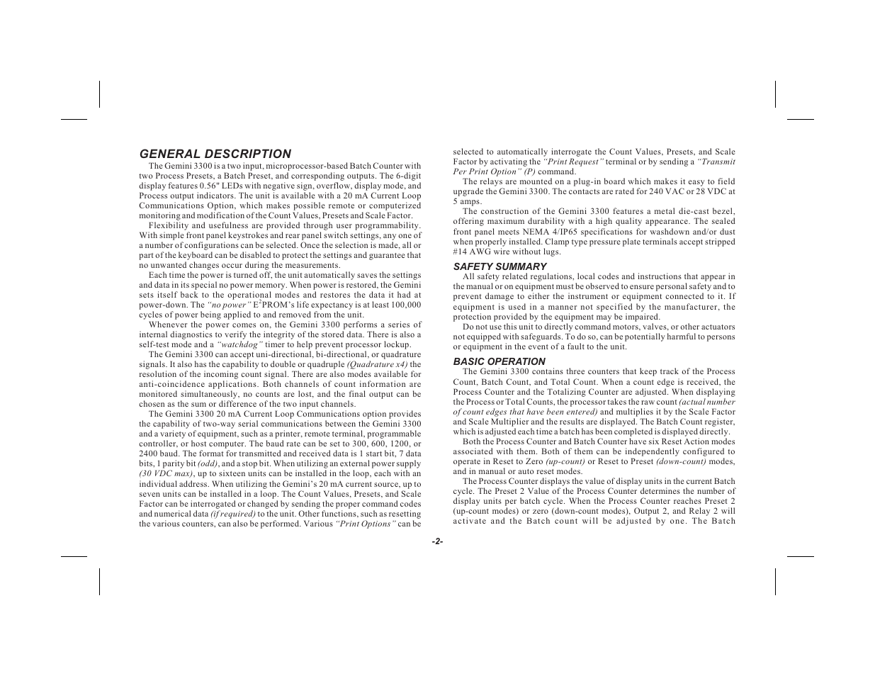 General description | Red Lion GEMINI 33 User Manual | Page 4 / 52