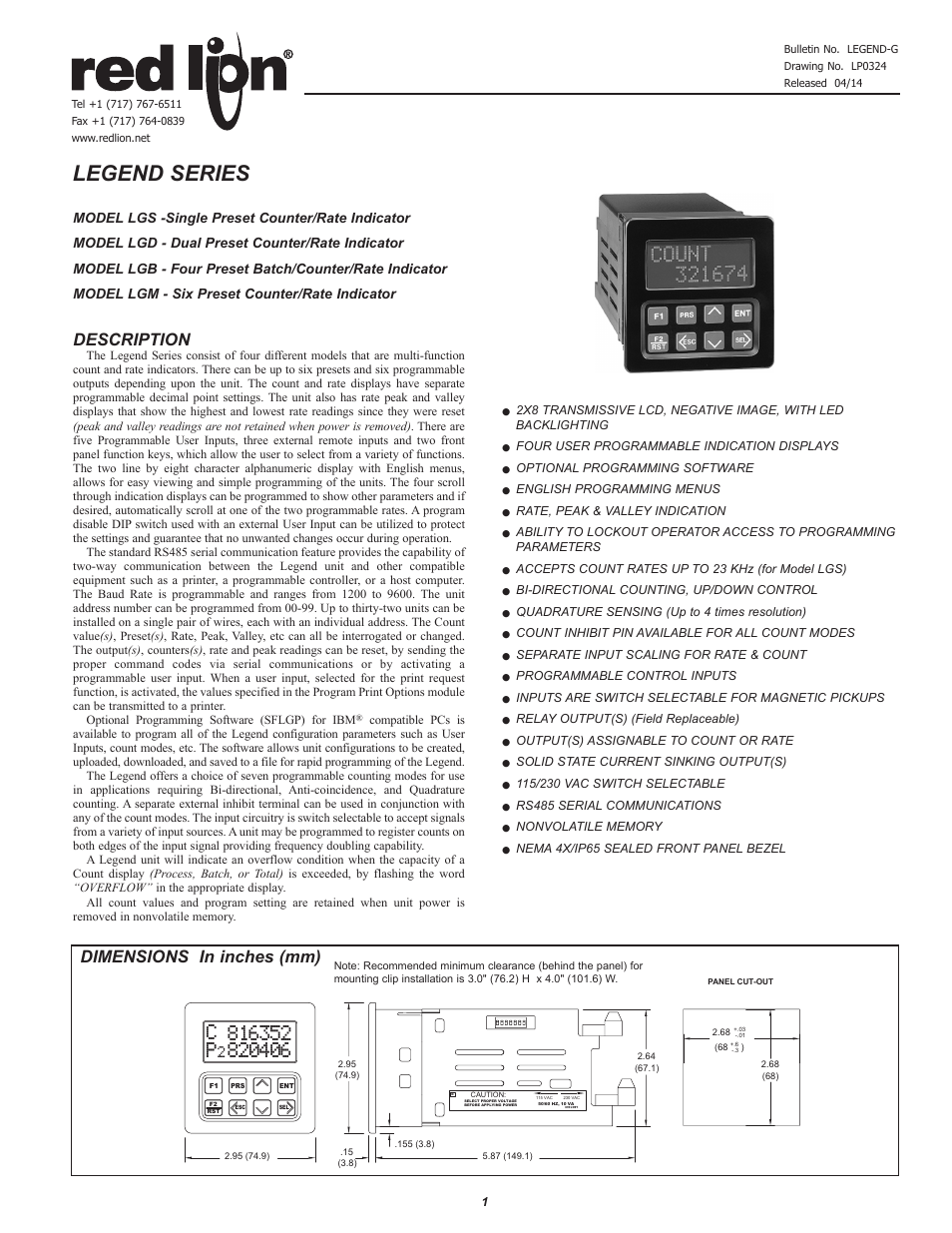 Red Lion LEGEND User Manual | 8 pages