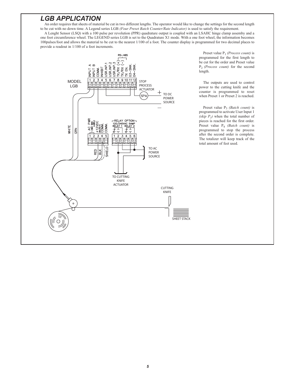 Lgb application | Red Lion LEGEND User Manual | Page 5 / 8