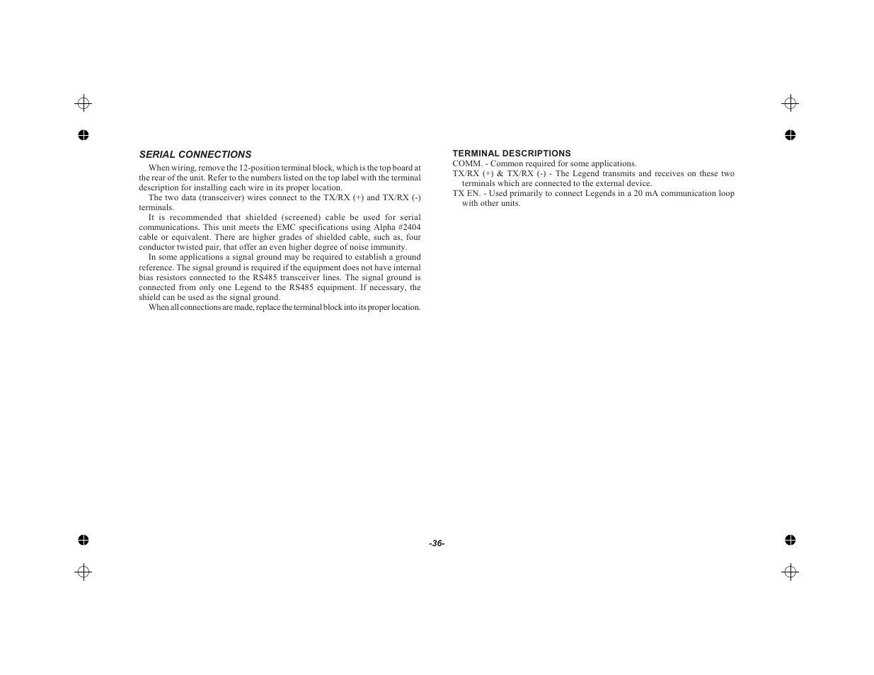 Serial connections 36 | Red Lion LEGEND User Manual | Page 38 / 62