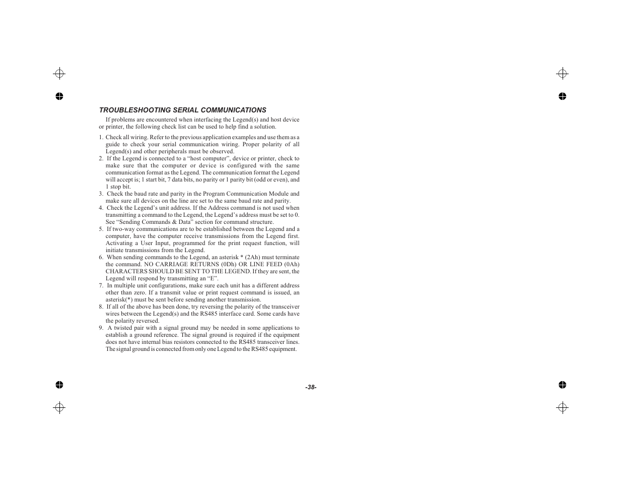 Troubleshooting serial communications 38 | Red Lion LEGEND User Manual | Page 40 / 62