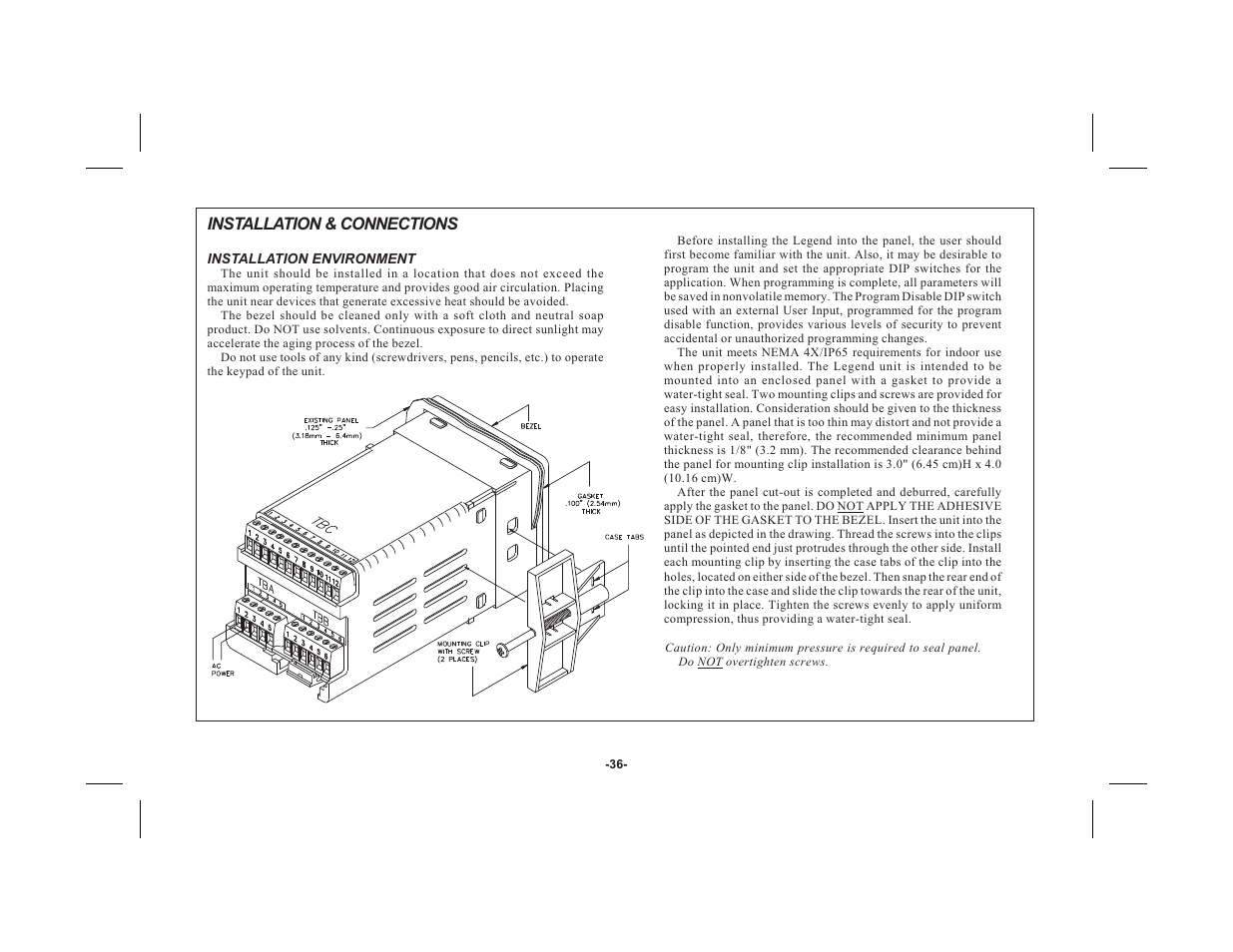 Installation & connections | Red Lion LEGEND User Manual | Page 38 / 60