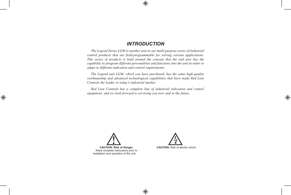 Introduction | Red Lion LEGEND User Manual | Page 2 / 64