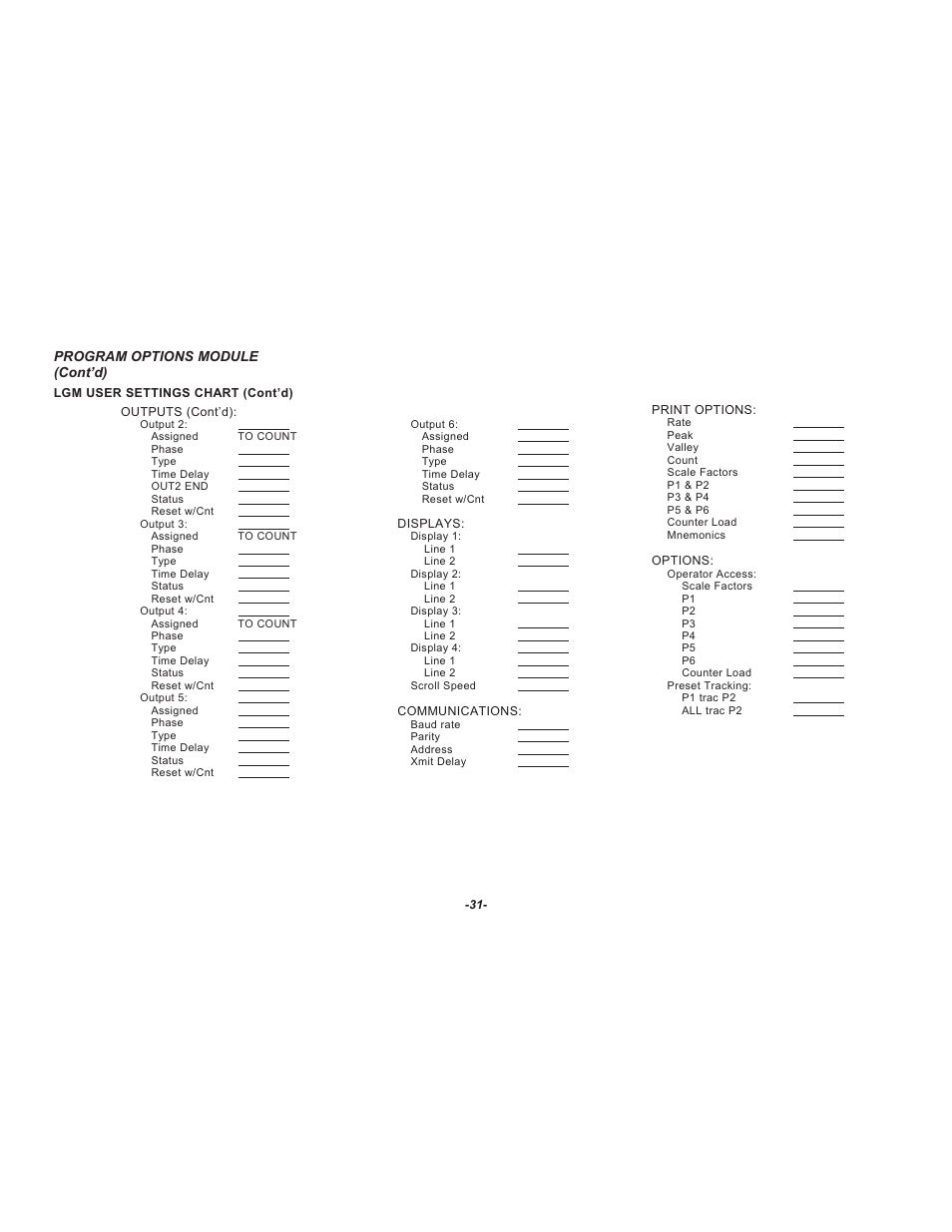 Program options module (cont’d) | Red Lion LEGEND User Manual | Page 33 / 64