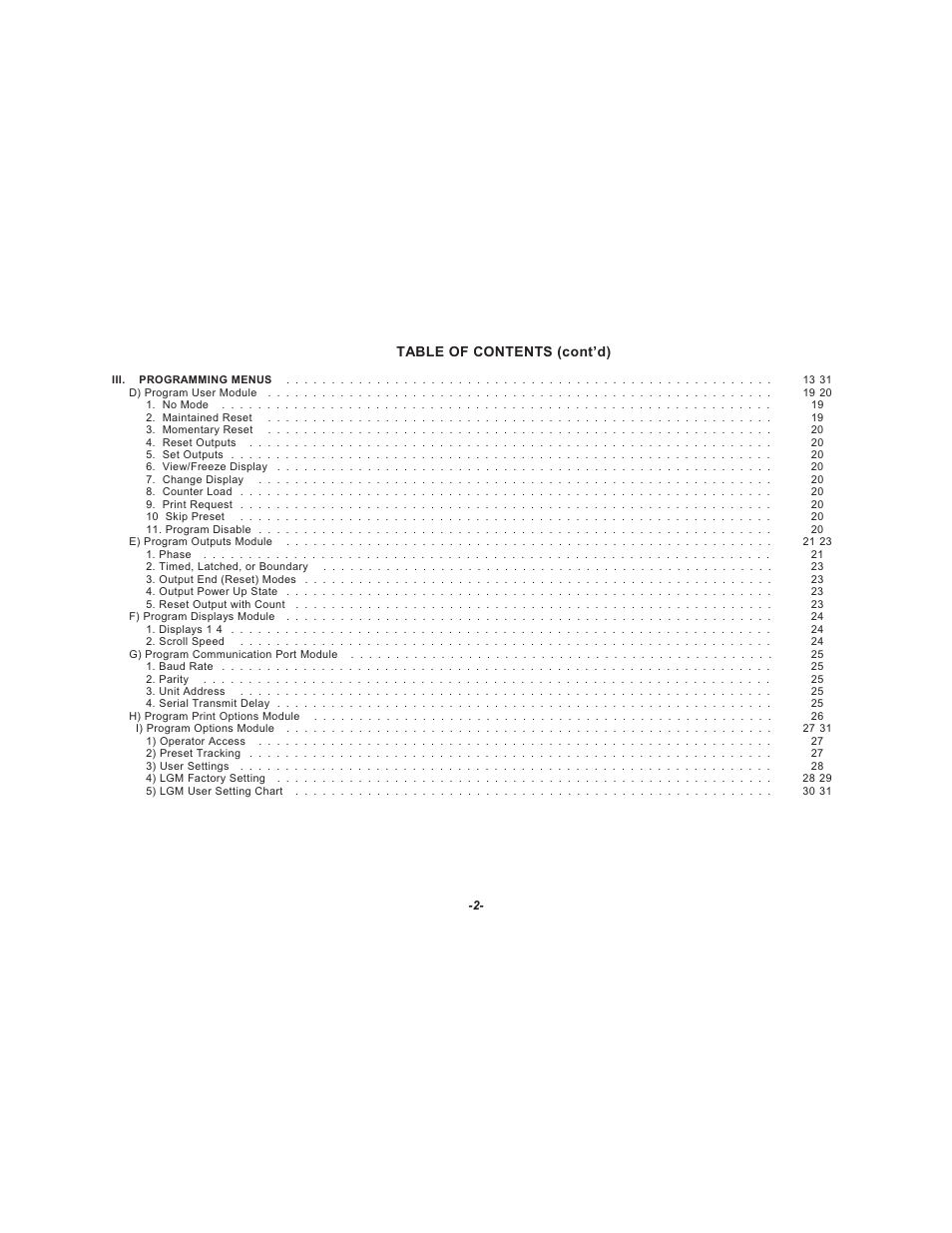 Table of contents (cont’d) | Red Lion LEGEND User Manual | Page 4 / 64