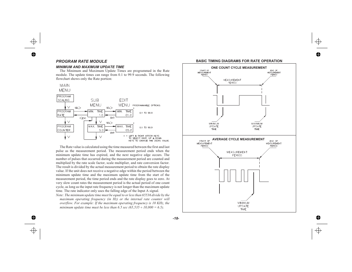 Program rate module 18, Minimum and maximum update time 18 | Red Lion LEGEND User Manual | Page 20 / 75