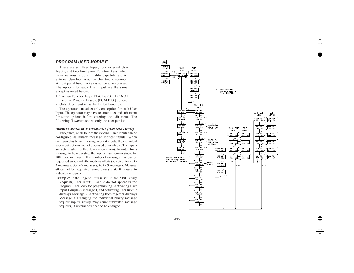 Program user module 22, Binary message request (bin msg req) 22 | Red Lion LEGEND User Manual | Page 24 / 75