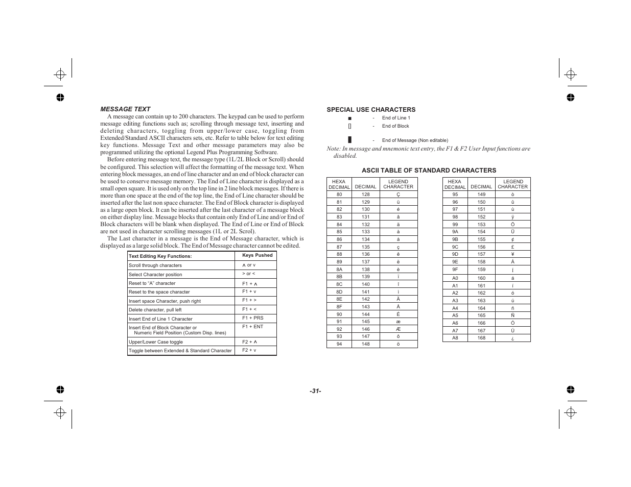 Message text 31 | Red Lion LEGEND User Manual | Page 33 / 75