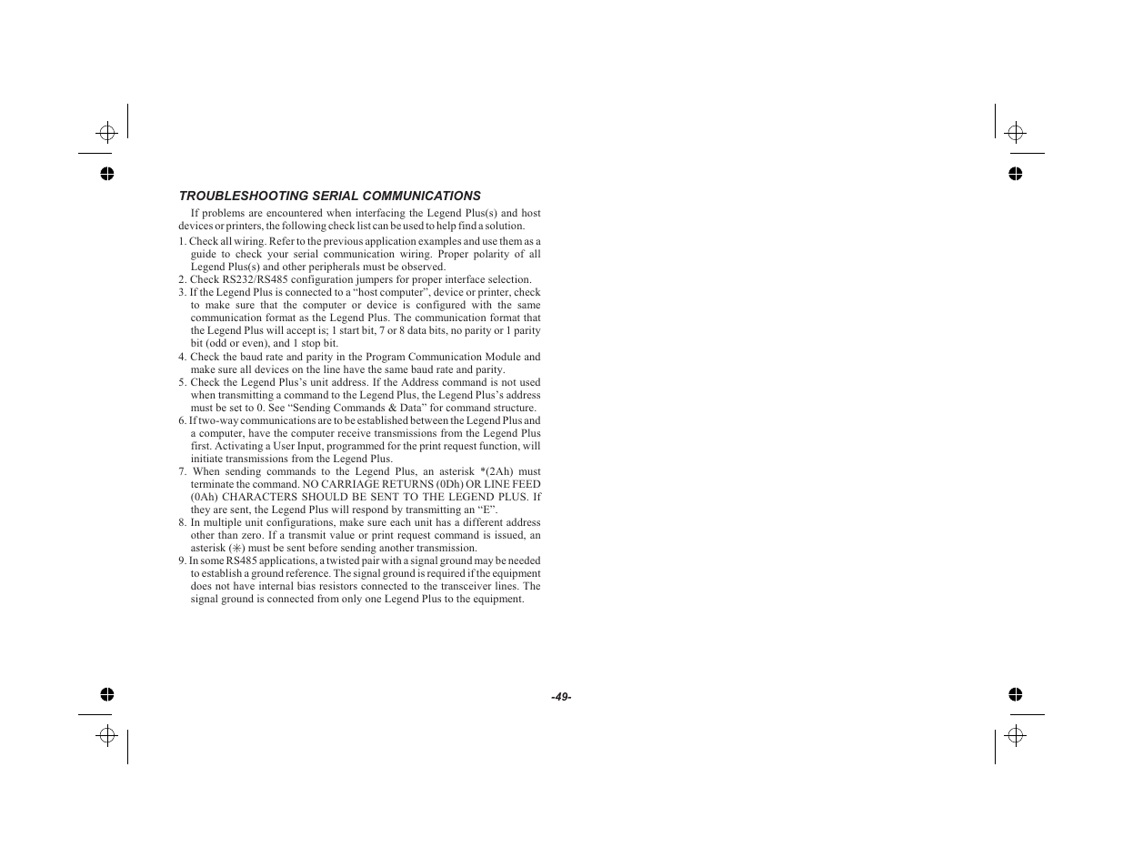 Troubleshooting serial communications 49 | Red Lion LEGEND User Manual | Page 51 / 75