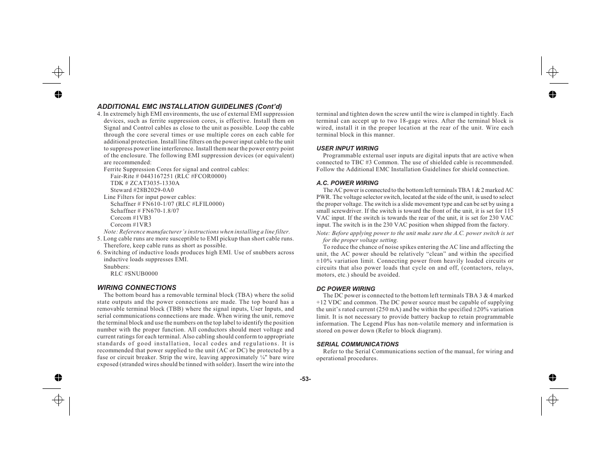 Emc compliance installation 52, Additional emc installation guidelines 52 | Red Lion LEGEND User Manual | Page 55 / 76