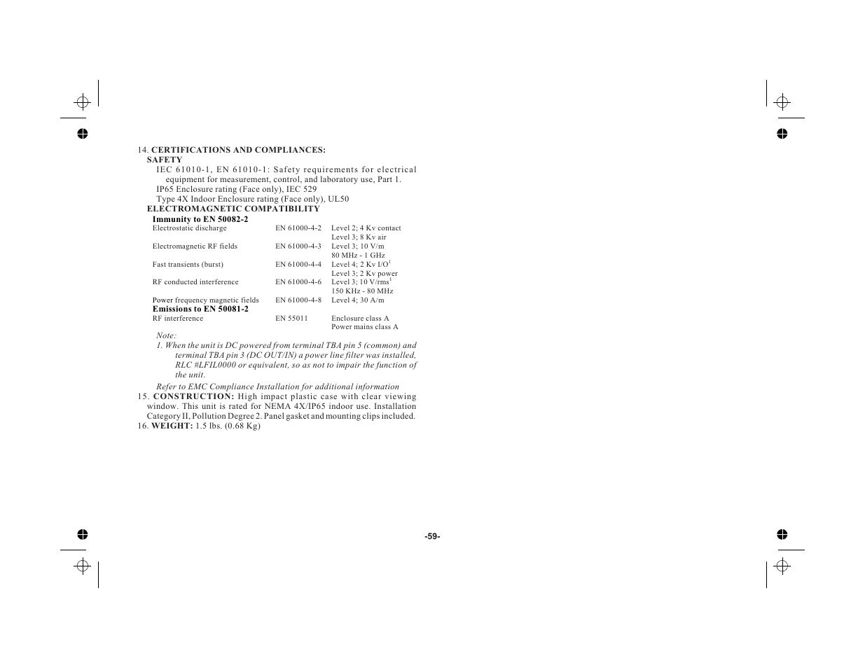 Specifications & dimensions 57 | Red Lion LEGEND User Manual | Page 61 / 76