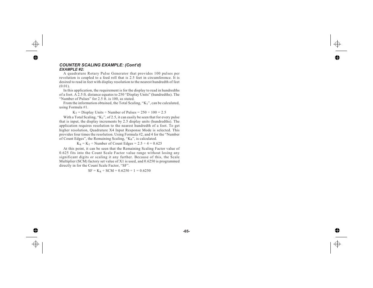 Appendix “a” - scaling for count indication 63, Scaling for count indication 63 | Red Lion LEGEND User Manual | Page 67 / 76