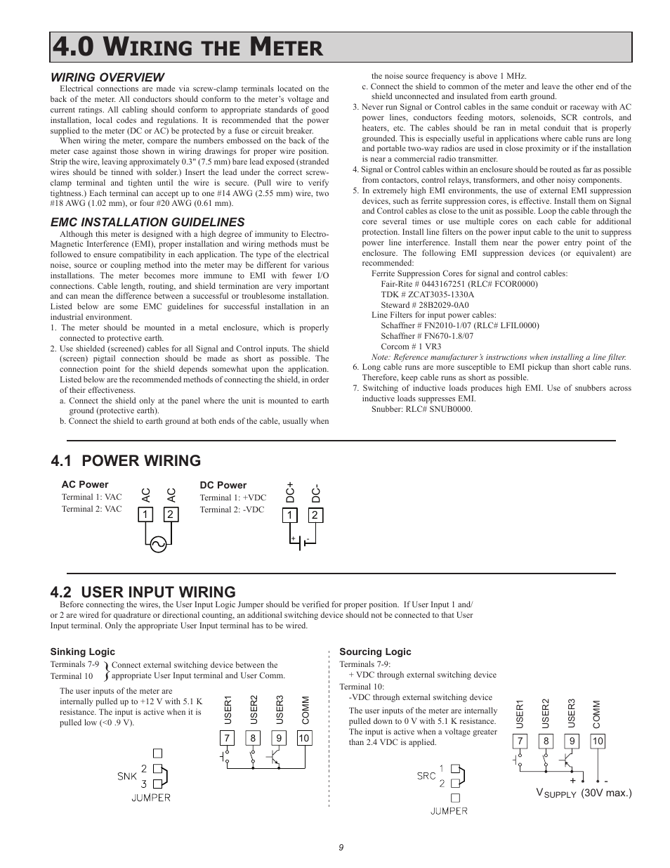 Iring, Eter, 1 power wiring | 2 user input wiring | Red Lion PAXR User Manual | Page 9 / 32