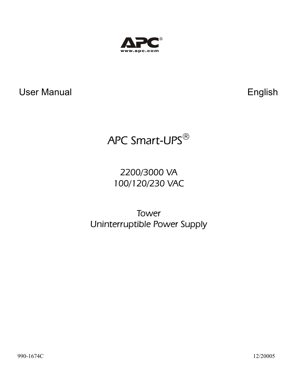 American Power Conversion 2200 VA User Manual | 17 pages