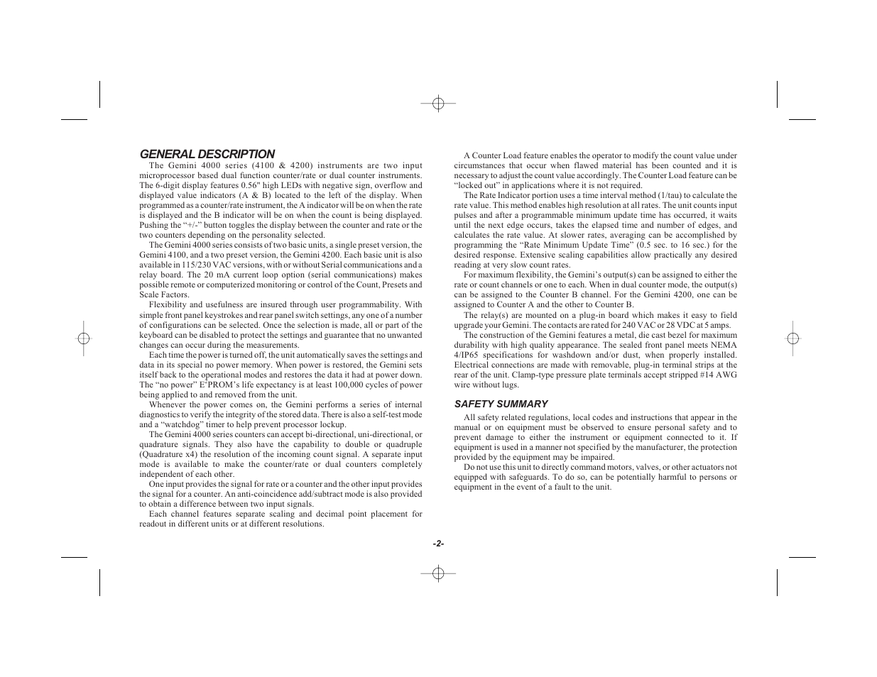 General description | Red Lion GEMINI 42 User Manual | Page 4 / 74