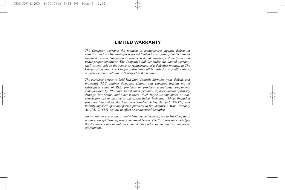 Red Lion GEMINI 42 User Manual | Page 73 / 74