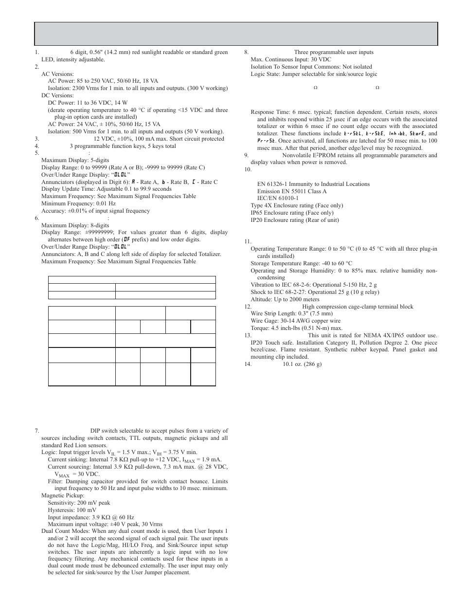 Eter, Pecifications | Red Lion PAXDR User Manual | Page 3 / 32