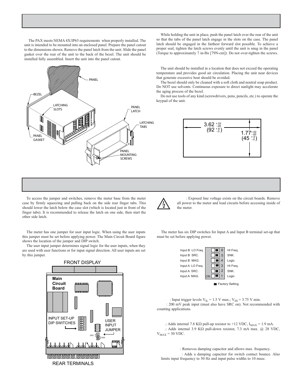 Dip s, Nstalling, Eter | Etting, Umper, Witches | Red Lion PAXDR User Manual | Page 5 / 32