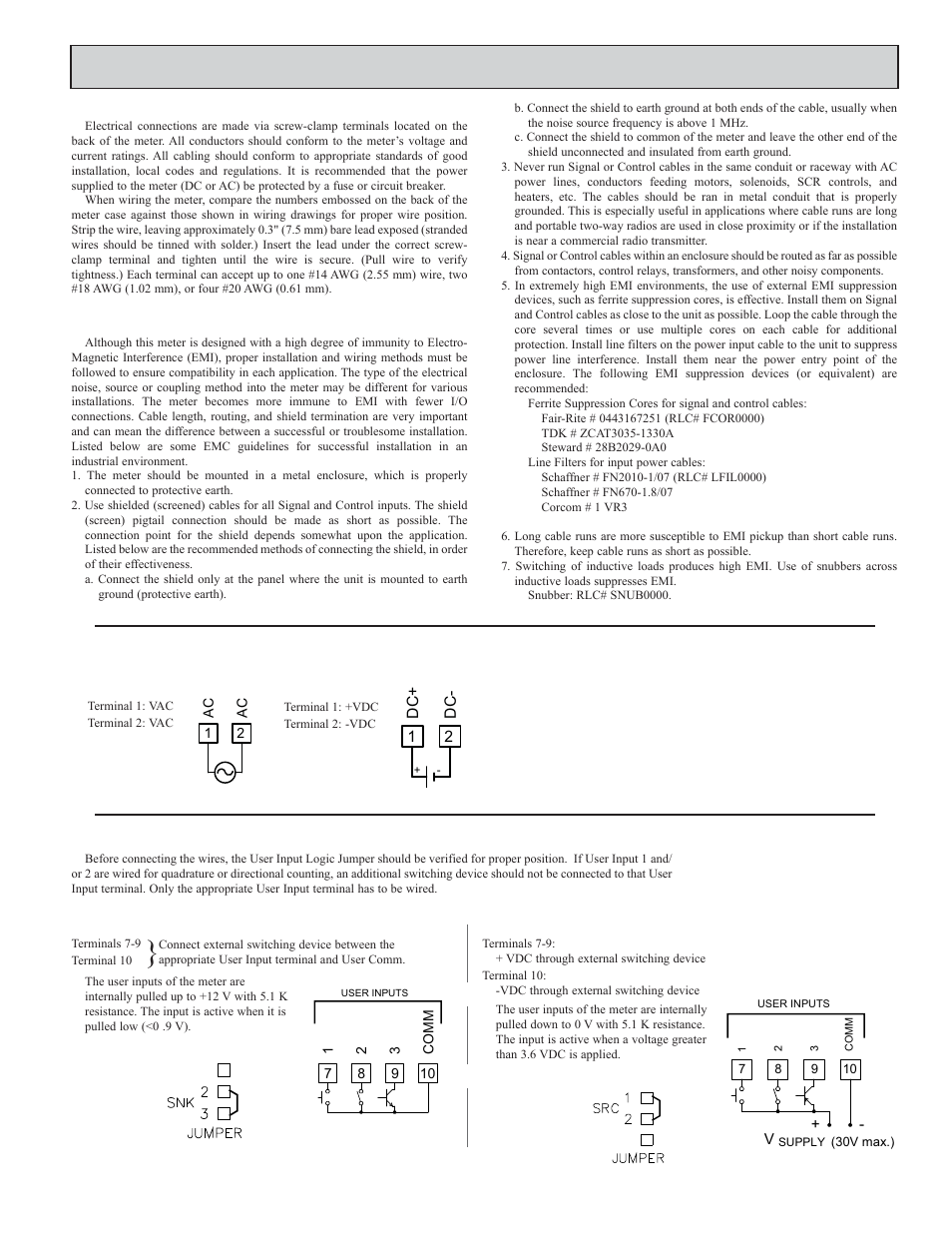 Iring, Eter, 1 power wiring | 2 user input wiring | Red Lion PAXDR User Manual | Page 7 / 32