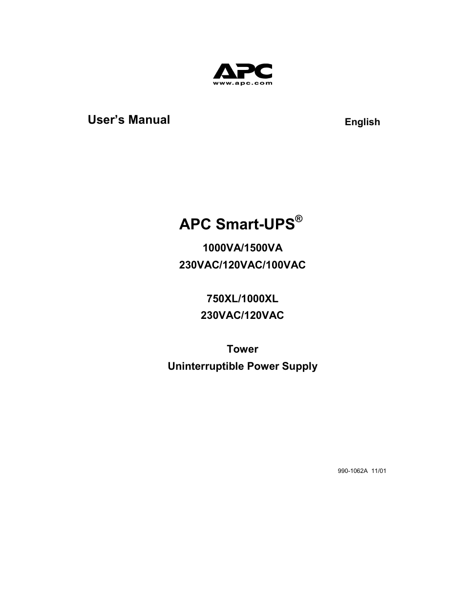 American Power Conversion 750XL User Manual | 18 pages