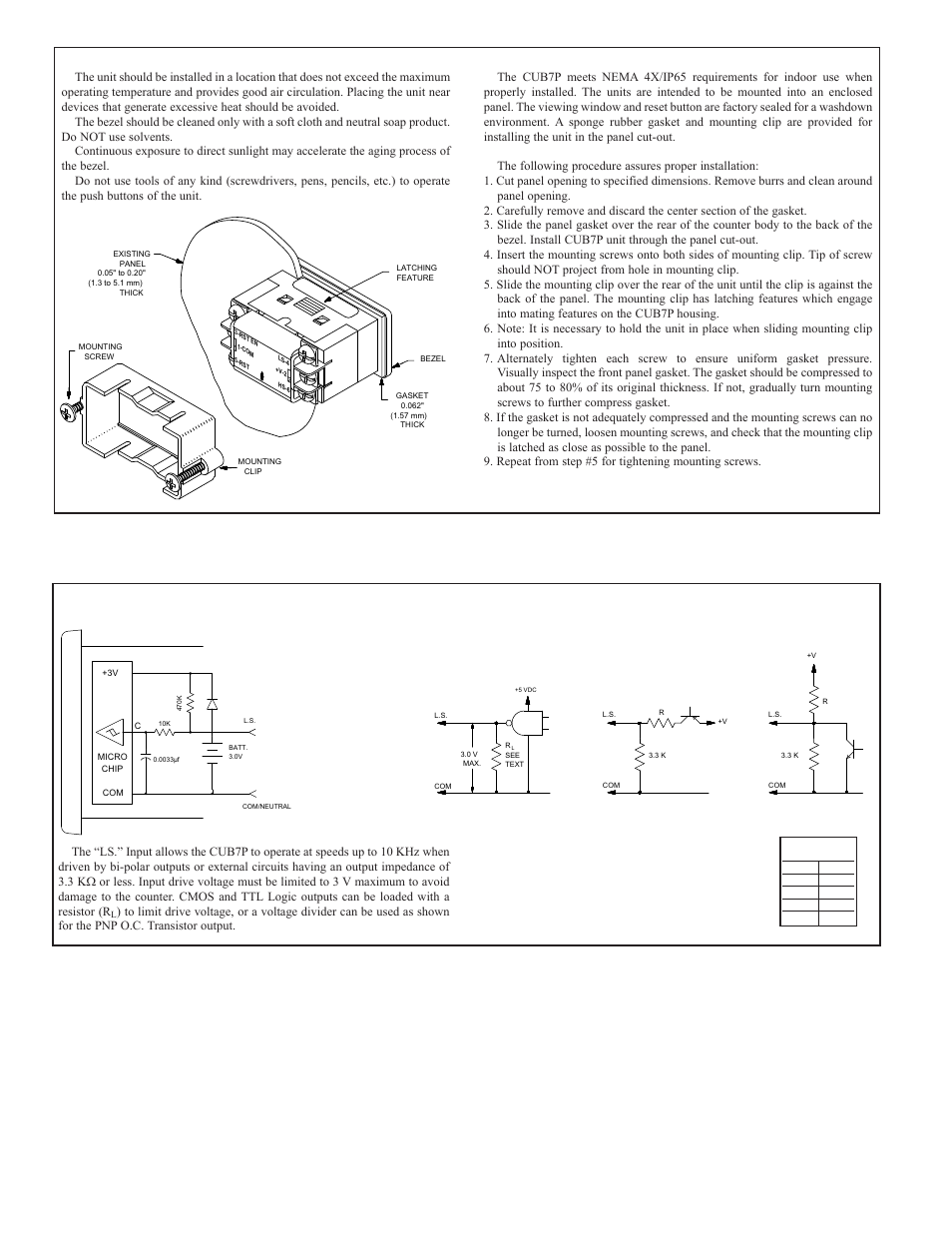 L.s. input; logic versions (10 khz, Installation environment, Installation | Red Lion CUB7 User Manual | Page 4 / 8