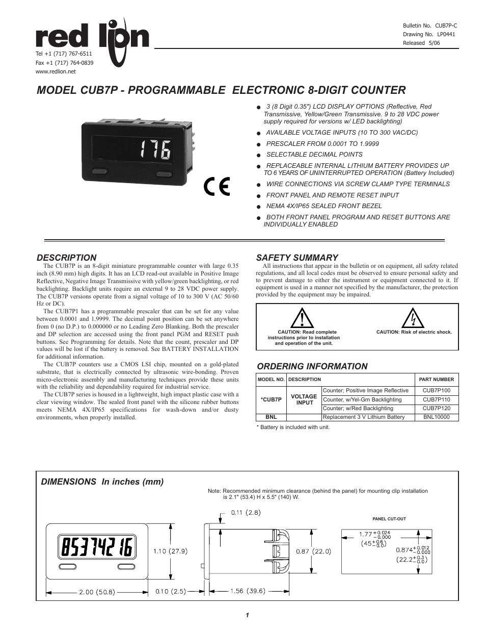 Red Lion CUB7 User Manual | 4 pages